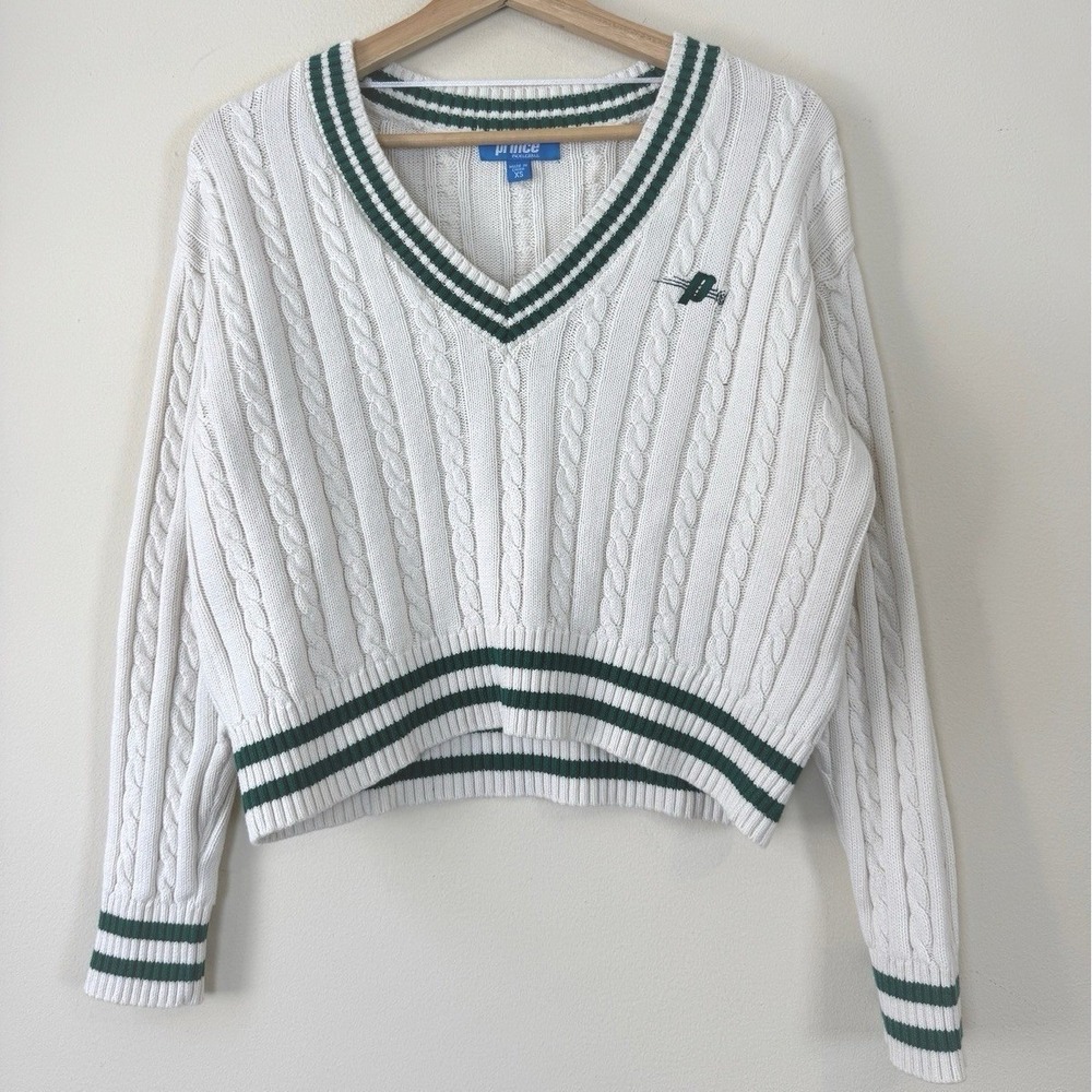 Women's Prince‎ Pickleball White Knit V Neck Sweater - XS